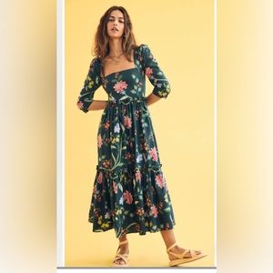 Cara Cara Blue Hill Tiered Floral Midi Dress